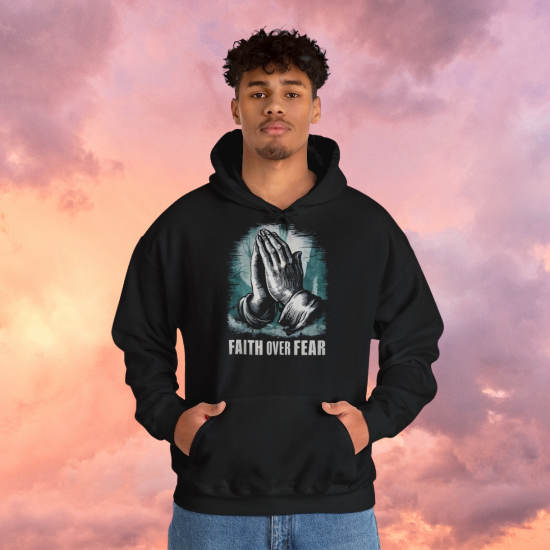 FAITH OVER FEAR (B&W) - Unisex Hooded Sweatshirt