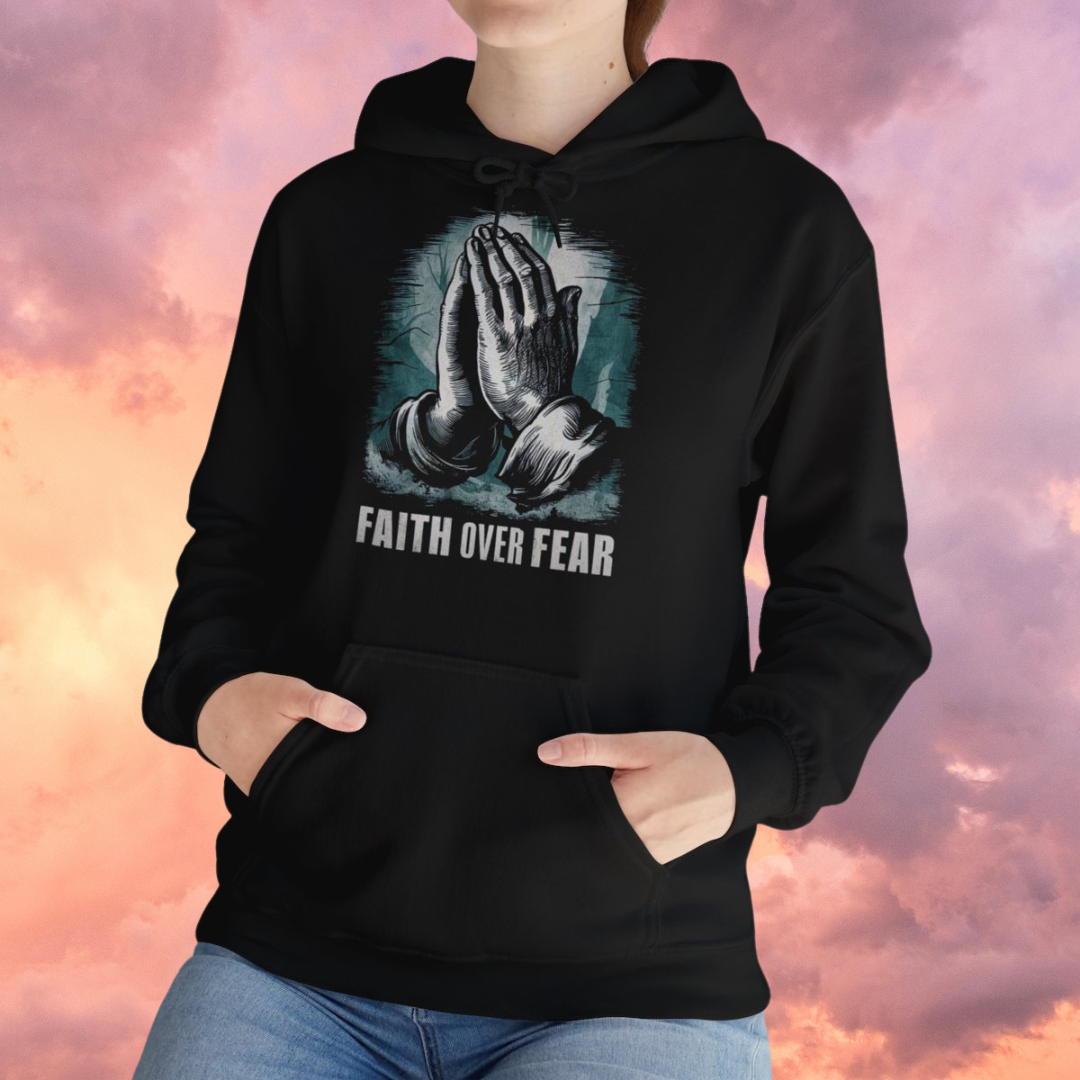 FAITH OVER FEAR (B&W) - Unisex Hooded Sweatshirt
