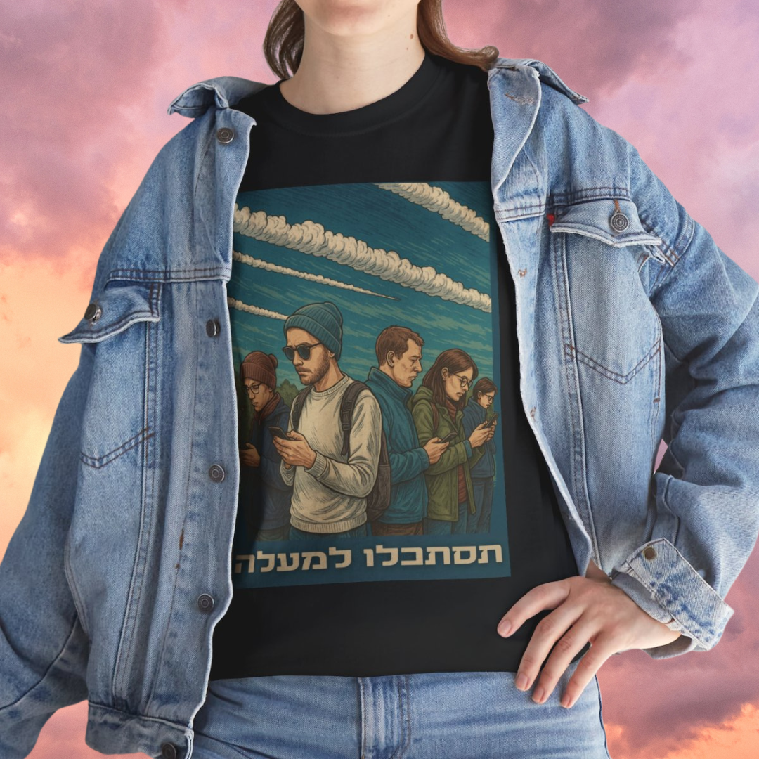 חולצת טי שחורה בסיסית עם שרוולים קצרים - Look Up