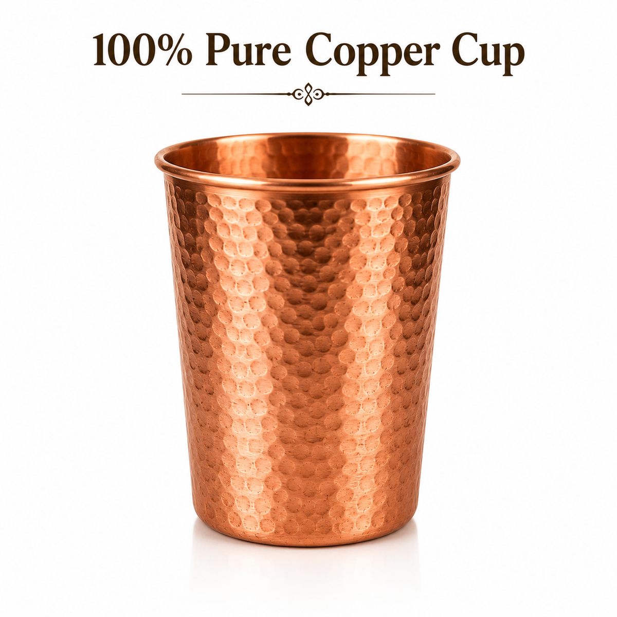 +99% Pure Copper Cup – Hammered Finish | Handcrafted Copper Drinking Cup