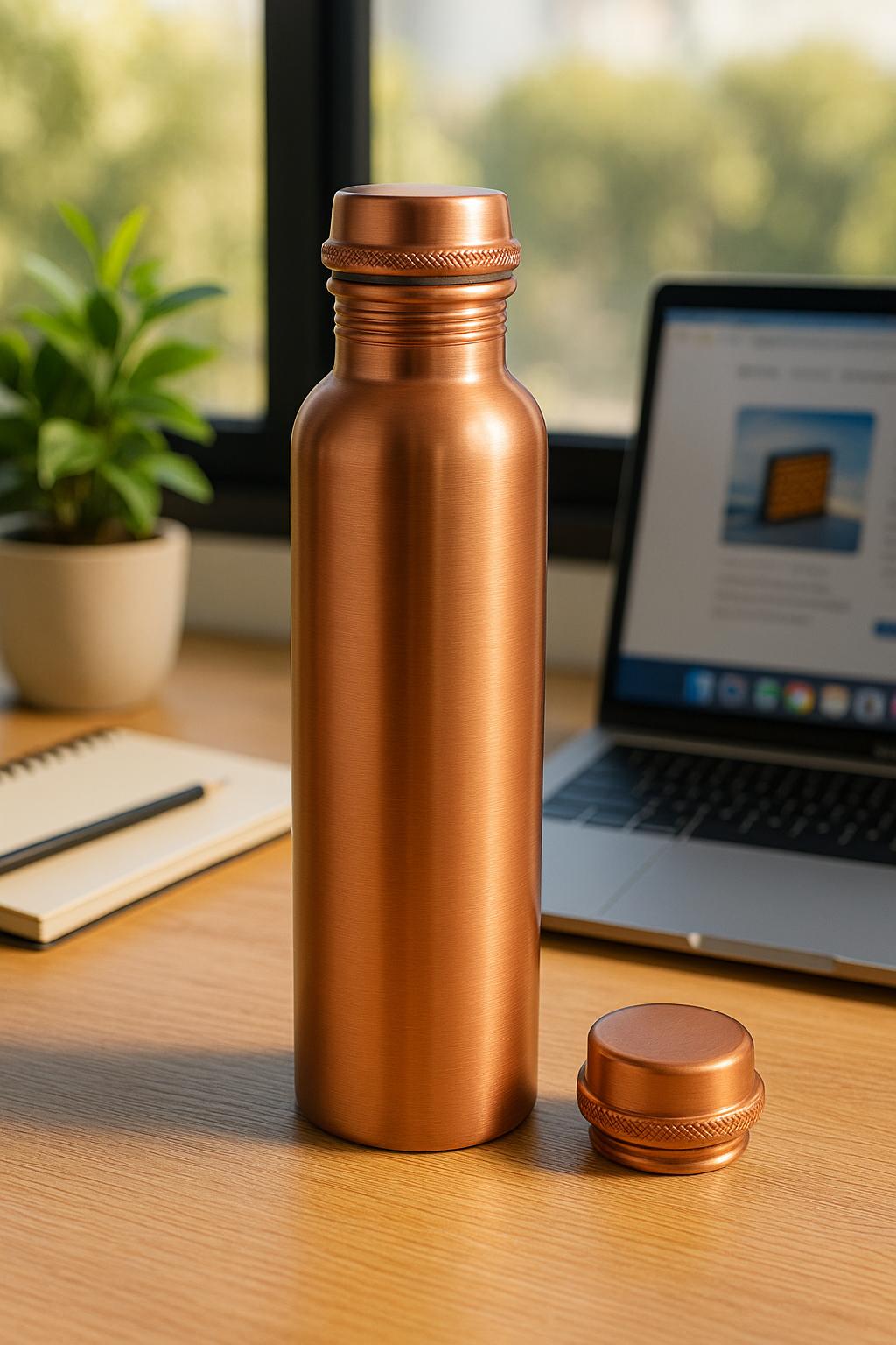 100% Pure Copper Water Bottle – Smooth Finish