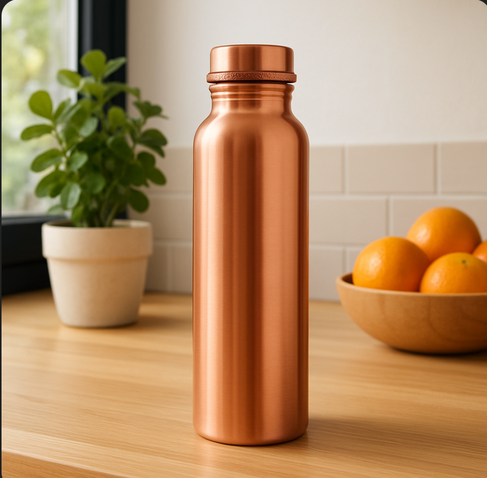 100% Pure Copper Water Bottle – Smooth Finish