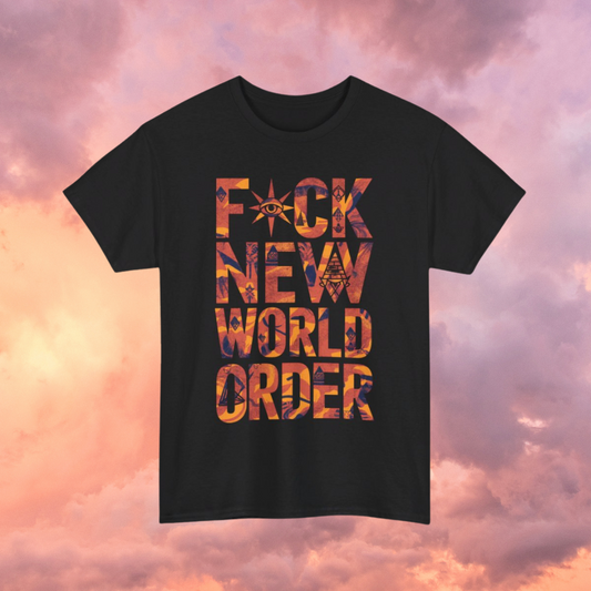 F New World Order (Orange) - Short Sleeve Basic Black T-shirt