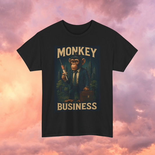 חולצת טי שחורה בסיסית עם שרוולים קצרים של Monkey Business