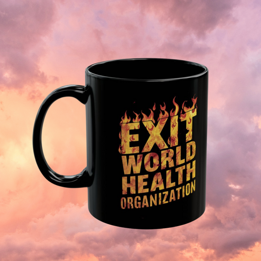 EXIT WHO (FIRE) - Black Mug (11oz)