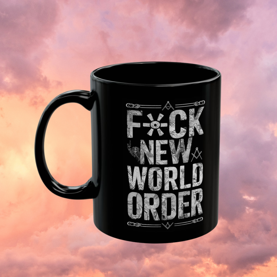 F New World Order (White) - Black Mug (11oz)