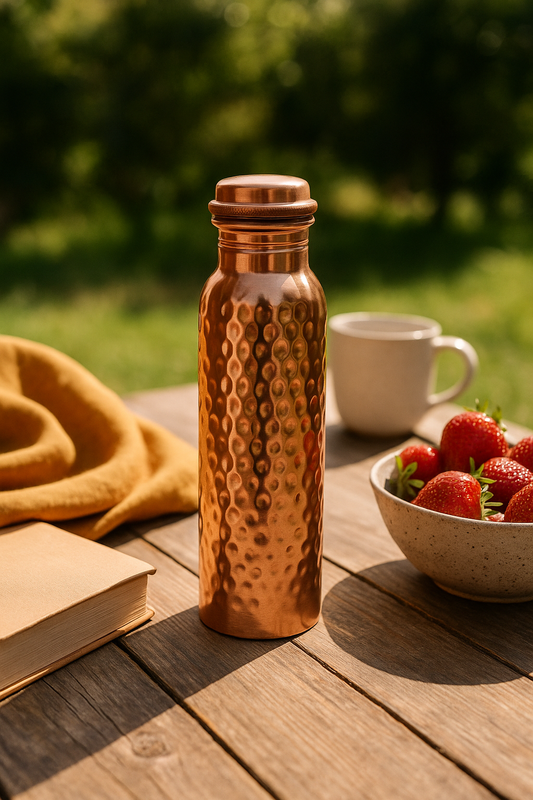 100% Pure Copper Water Bottle – Hammered Finish