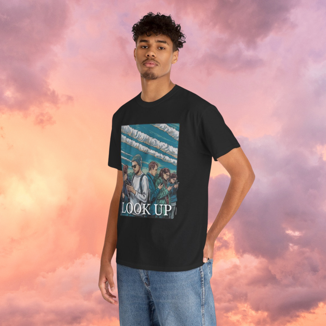 Look Up - Short Sleeve Basic Black T-shirt