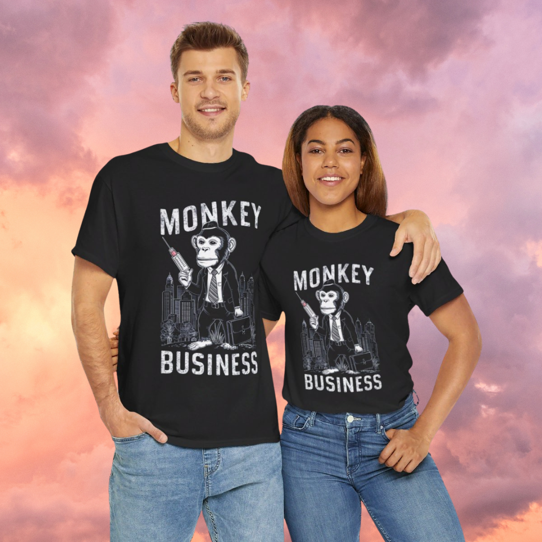 Monkey Business - Short Sleeve Basic Black T-shirt