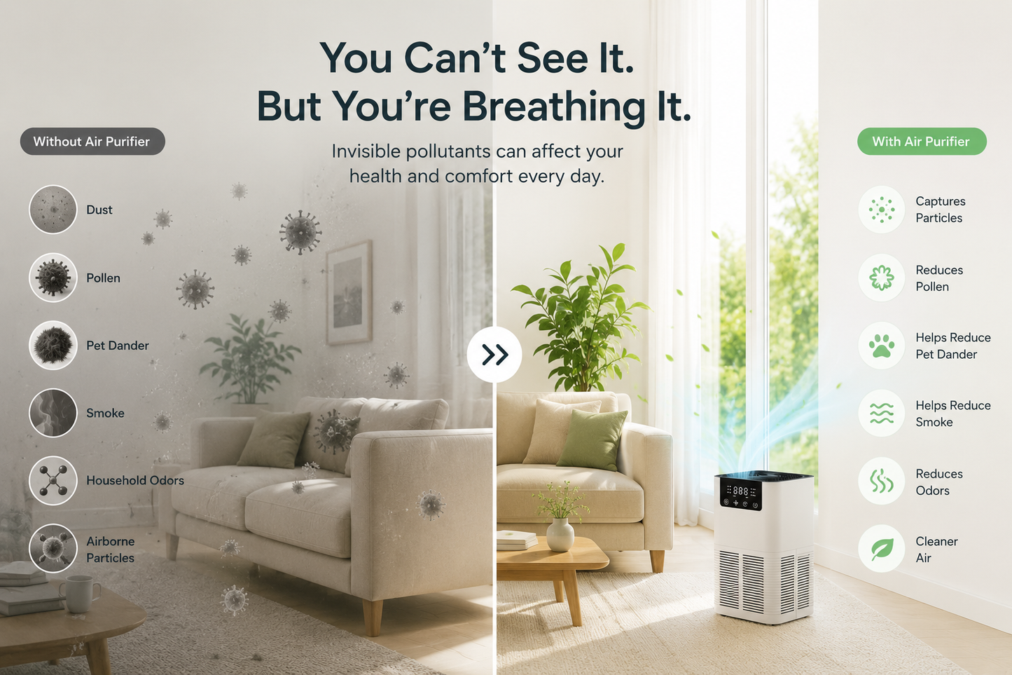 מטהר אוויר ™PureAir HEPA – אוויר נקי ורענן יותר לביתכם