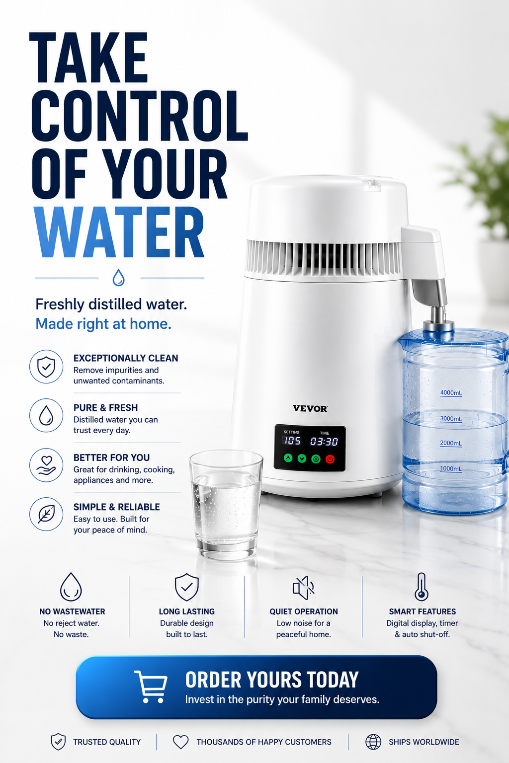 PureDrop™ Home Water Distiller – Turn Ordinary Tap Water Into Pure, Clean Water at Home