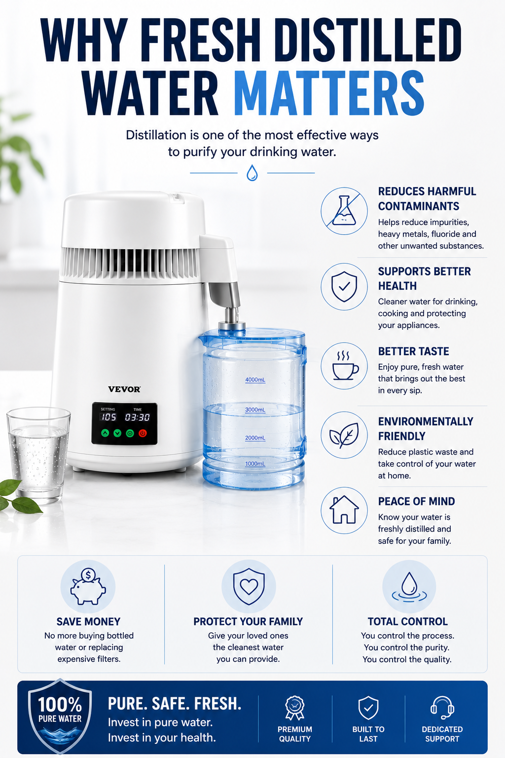 PureDrop™ Home Water Distiller – Turn Ordinary Tap Water Into Pure, Clean Water at Home