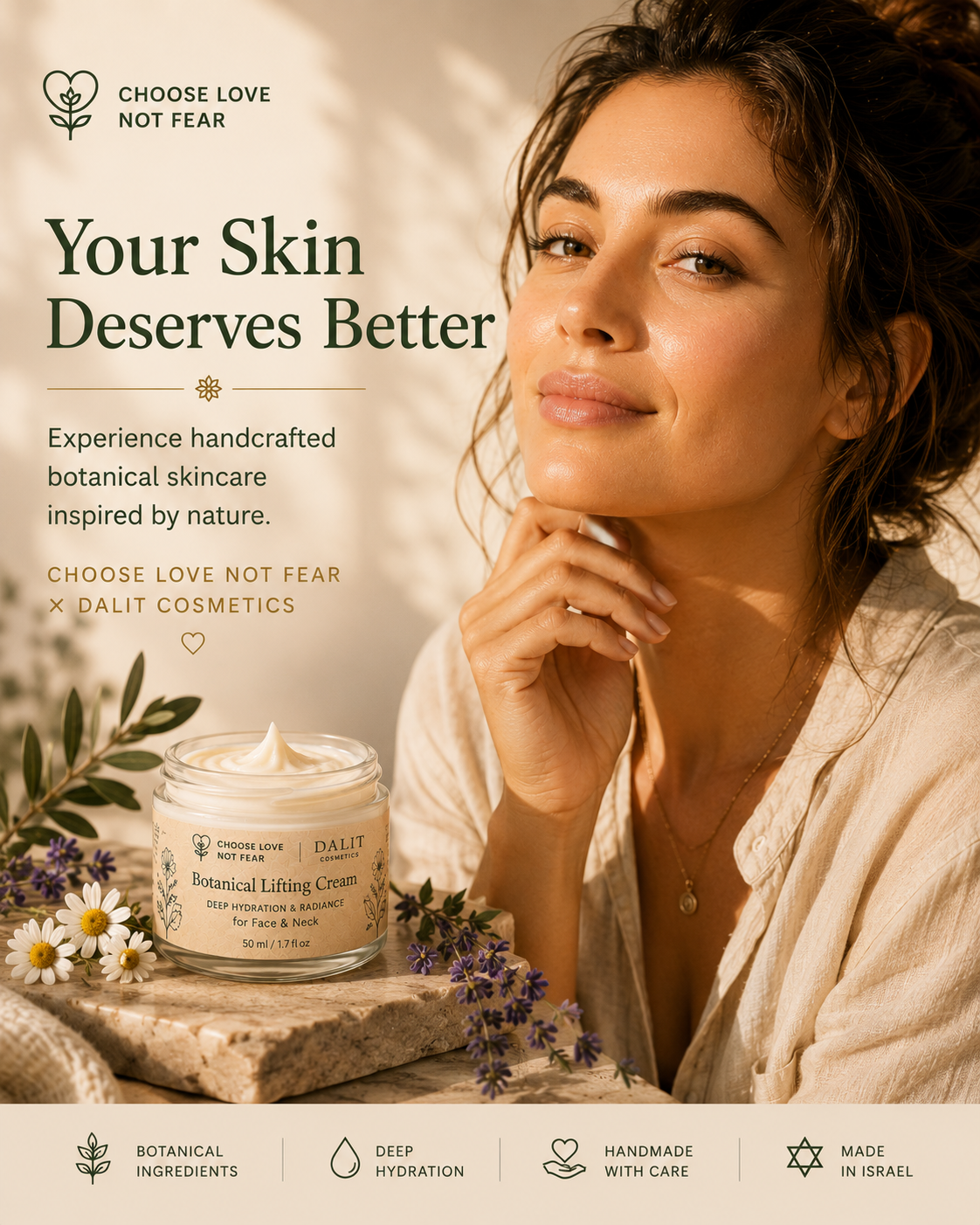 Botanical Lifting Cream for Face & Neck | Natural Anti-Aging Moisturizer | Handmade in Israel