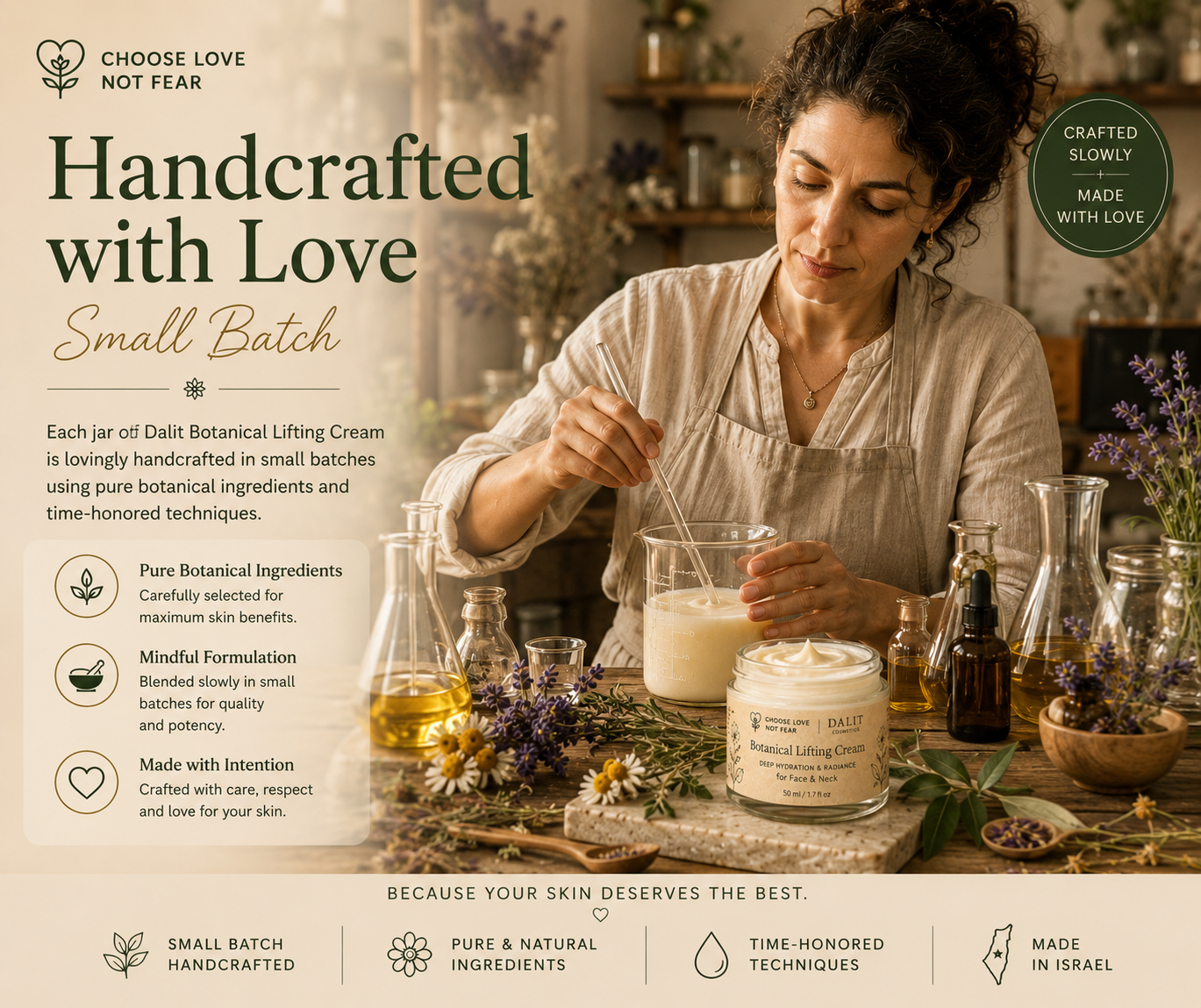 Botanical Lifting Cream for Face & Neck | Natural Anti-Aging Moisturizer | Handmade in Israel