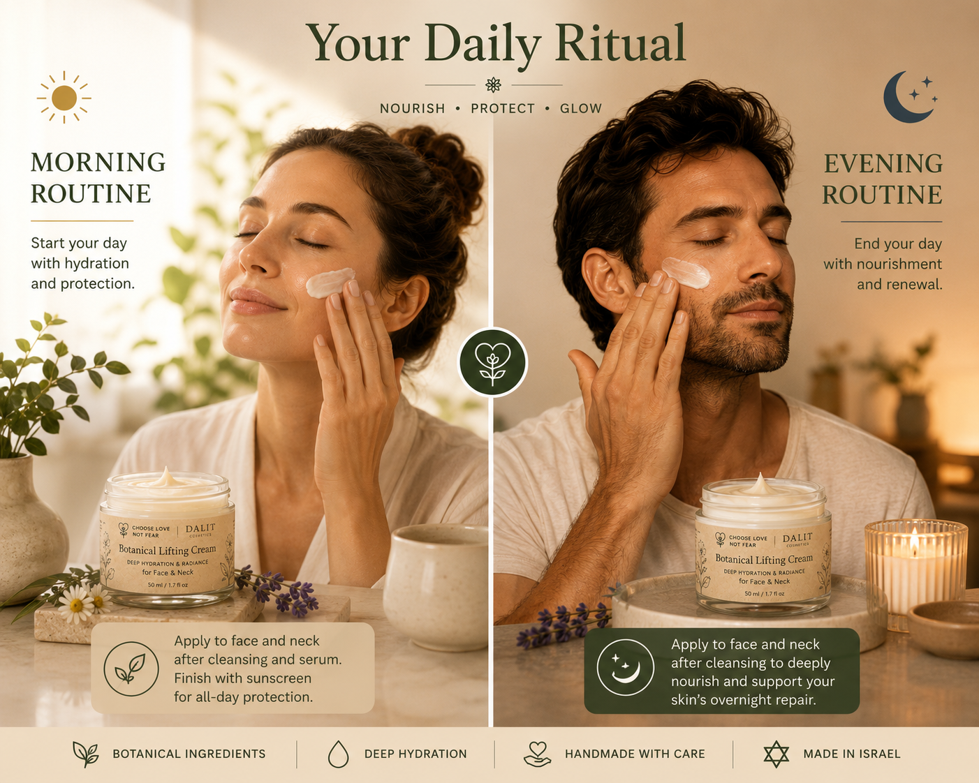 Botanical Lifting Cream for Face & Neck | Natural Anti-Aging Moisturizer | Handmade in Israel