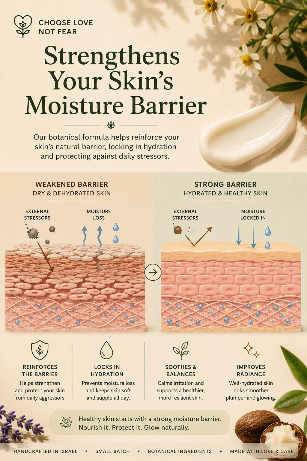 Botanical Lifting Cream for Face & Neck | Natural Anti-Aging Moisturizer | Handmade in Israel