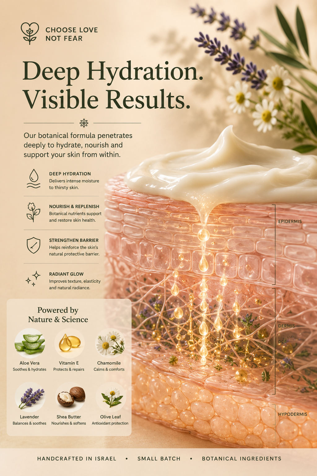 Botanical Lifting Cream for Face & Neck | Natural Anti-Aging Moisturizer | Handmade in Israel