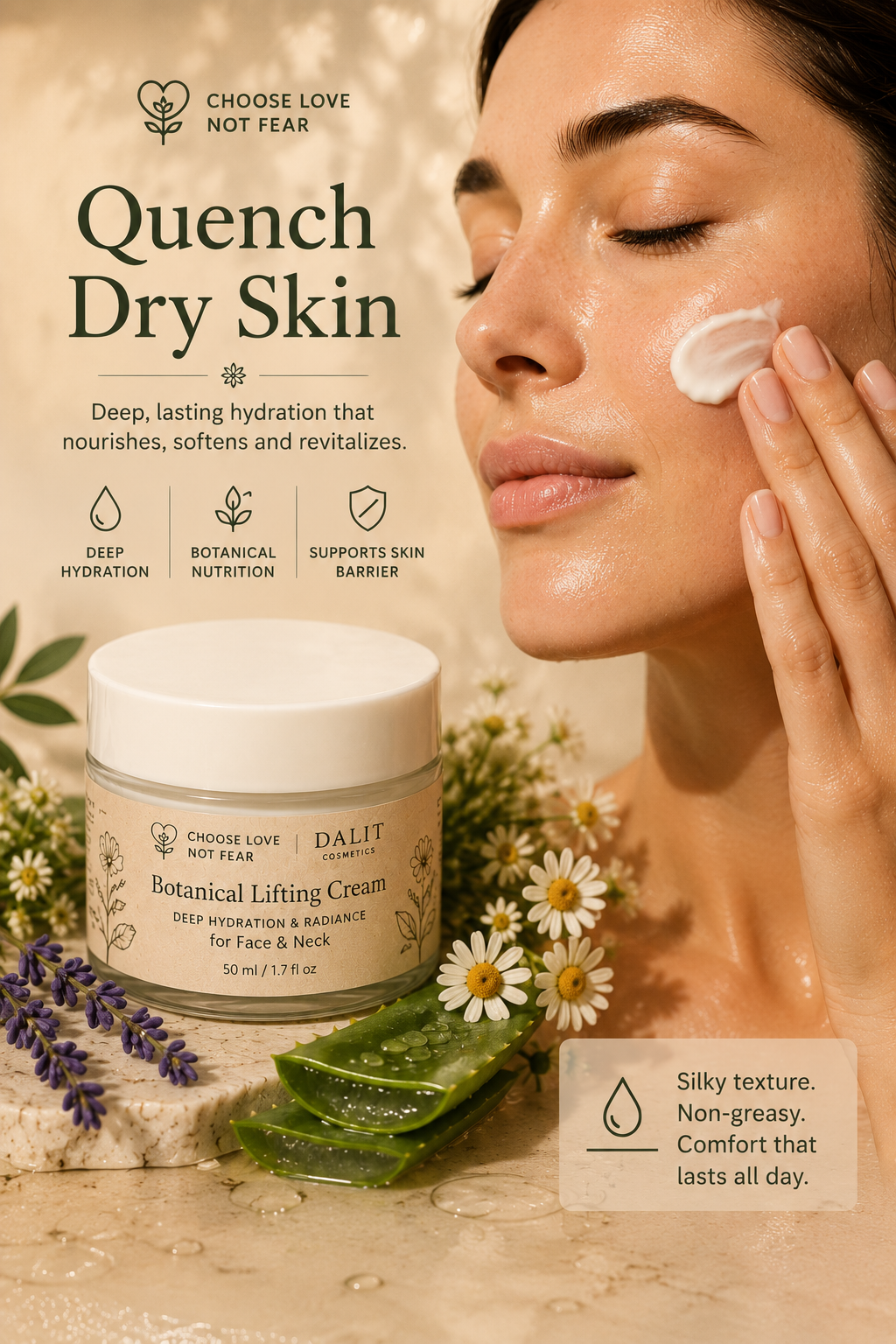 Botanical Lifting Cream for Face & Neck | Natural Anti-Aging Moisturizer | Handmade in Israel
